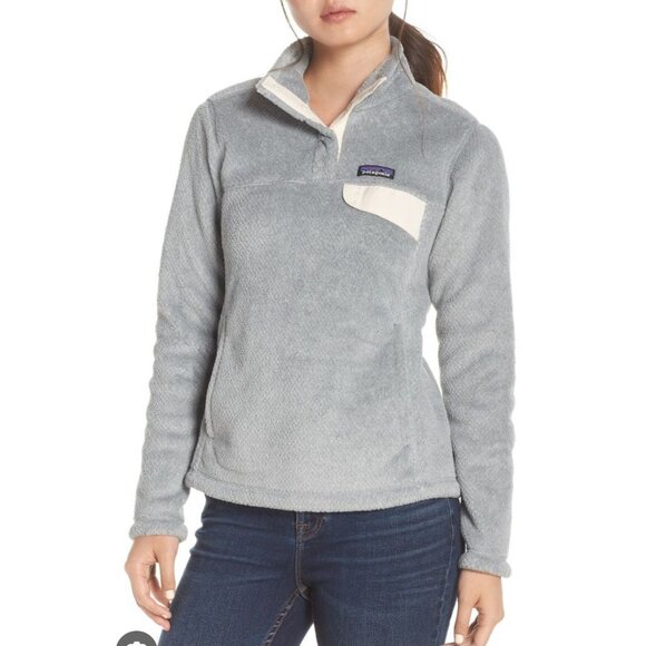 PATAGONIA Snap-T Polartec Fleece Pullover Gray/Pink Pockets Size XS - Picture 1 of 15